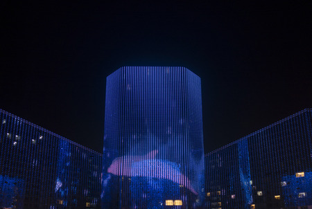 Light show outside of a buildingのeditorial素材
