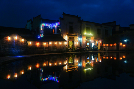 Hongcun moon marsh night sceneのeditorial素材