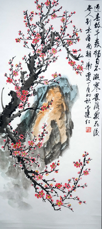 Cherry blossom ink paintingのeditorial素材