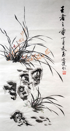 orchid ink paintingのeditorial素材