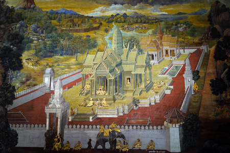 Thailand palace wall paintingのeditorial素材