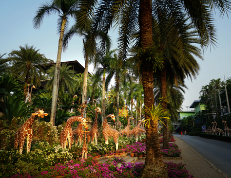 Long horned deer sculpture at Nong Nooch Villageのeditorial素材
