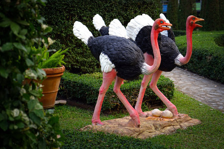 ostrich sculpture at Nong Nooch Villageのeditorial素材