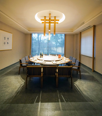 Interior of vegetarian restaurantのeditorial素材