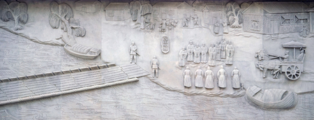 Xianyang ancient ferry relief wallのeditorial素材