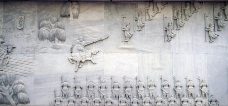 Xianyang ancient ferry relief wallのeditorial素材