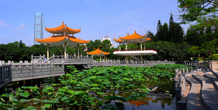 Lotus pond view Pavilionのeditorial素材