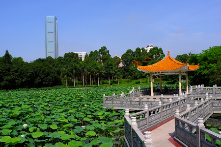 Honghu park view Pavilionのeditorial素材