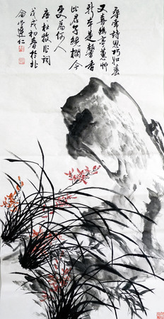 orchid Chinese ink paintingのeditorial素材