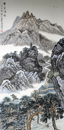 Colorful ink landscapeのeditorial素材