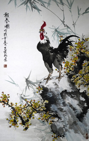 cock traditional Chinese paintingのeditorial素材