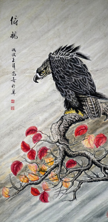 Vulture traditional Chinese paintingのeditorial素材