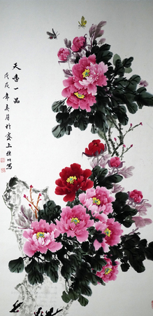 Peony traditional Chinese paintingのeditorial素材