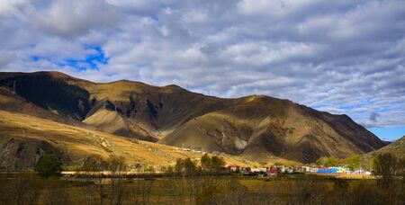 Plateau Tibetan Villageの写真素材