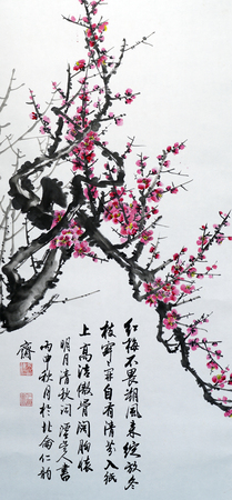 Plum blossom traditional chinese paintingのeditorial素材