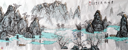 landscape traditional chinese paintingのeditorial素材