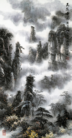 landscape traditional chinese paintingのeditorial素材
