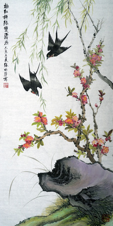 Magpie traditional chinese paintingのeditorial素材