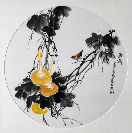 Flower and bird traditional chinese paintingのeditorial素材