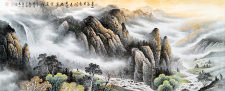 landscape traditional chinese paintingのeditorial素材