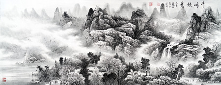 landscape traditional chinese paintingのeditorial素材