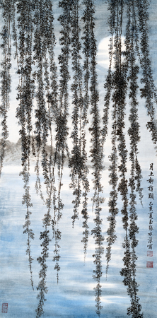 Moonlight traditional chinese paintingのeditorial素材