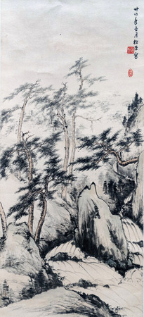 Traditional Chinese painting of landscape paintingのeditorial素材