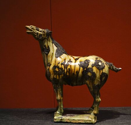 Tang Sancai Horse in museumのeditorial素材