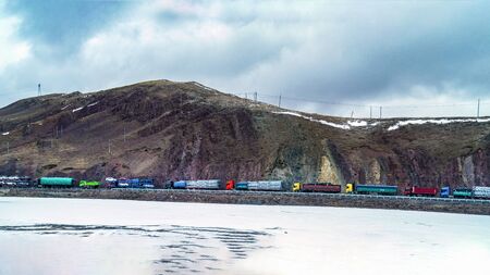 Traffic jam on Qinghai-Tibet line