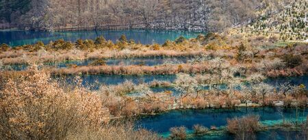 Jiuzhai Valley National Park winter sceneryの写真素材
