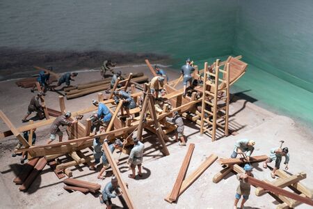 Wooden boat construction sceneの写真素材