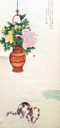 Flower and bird paintingのeditorial素材