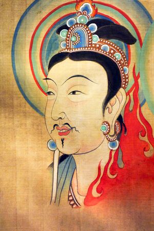 Zhang Daqianlin Dunhuang Mural traditional Chinese paintingのeditorial素材