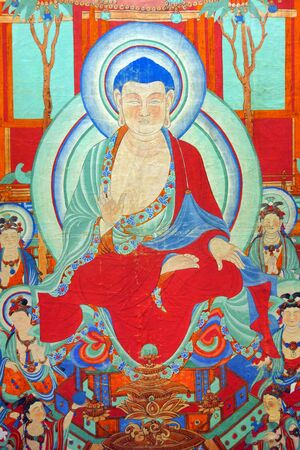 Zhang Daqianlin Dunhuang Mural traditional Chinese paintingのeditorial素材