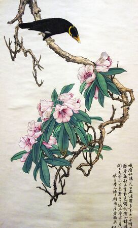 Flower and bird paintingのeditorial素材