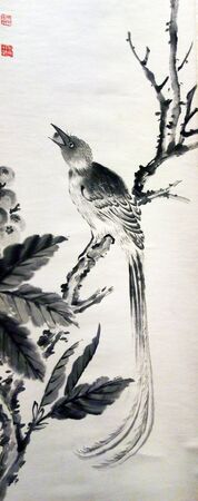 Flower and bird paintingのeditorial素材