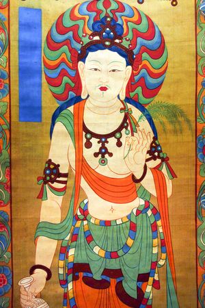 Zhang Daqianlin Dunhuang Mural traditional Chinese paintingのeditorial素材