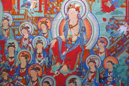 Zhang Daqianlin Dunhuang Mural traditional Chinese paintingのeditorial素材