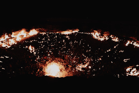 Turkeminstan Derzawa Gas Crater in the Desertの写真素材