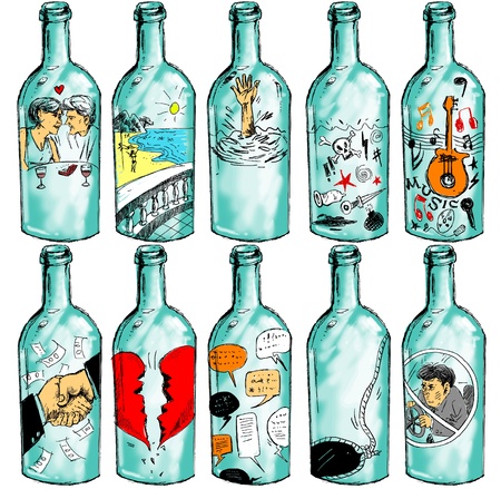 decorative composition with beerのイラスト素材