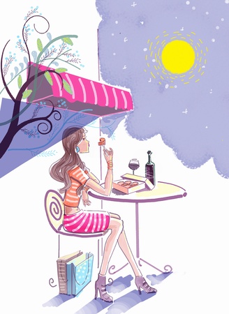 girl eating Biscuitsの写真素材