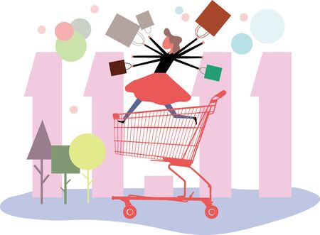 Chinese shopping festival double eleven concept imageのイラスト素材
