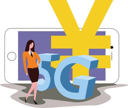 5G with smartphone,concept imageのイラスト素材
