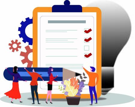 Concept of business team discussing innovation plansのイラスト素材