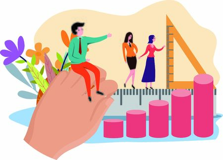 Financial entrepreneurship team, employee performance measurement and comparison within the companyのイラスト素材
