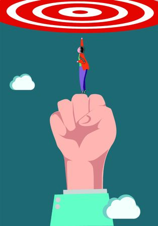 conceptual image of financial business people approaching target with fist assistのイラスト素材