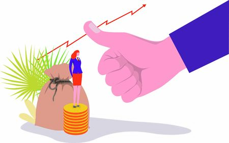 Vector illustration on white background, business people proud with growing up performanceのイラスト素材