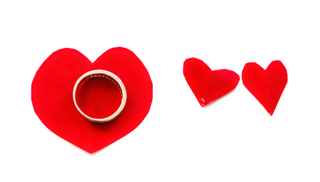 Valentine's Day, Gift box of kraft paper with a red ribbon and candles. Rustic styleの写真素材
