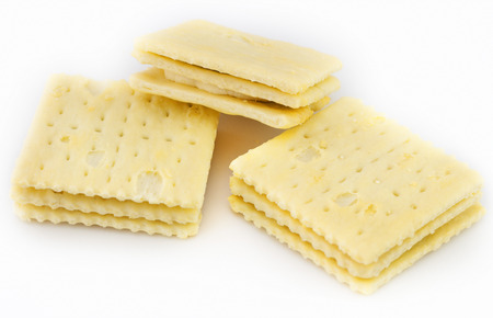 Healthy living concept: butter cookies isolated on white backgroundの写真素材