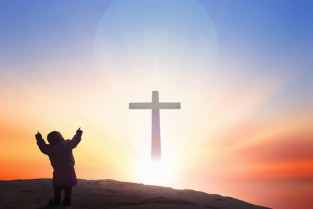 Cross Easter Concept: worship and praise Godの写真素材